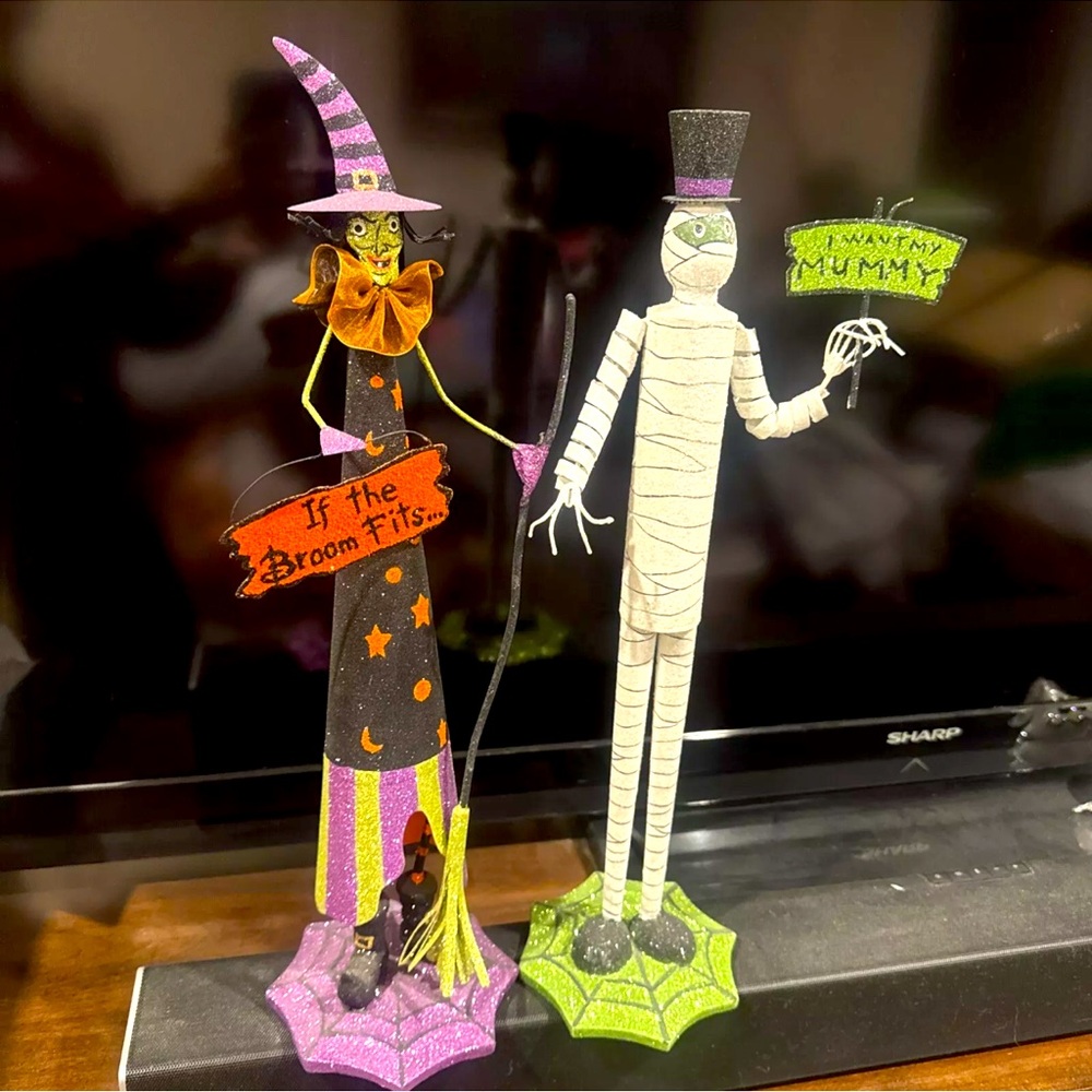 Pier 1 Imports Vintage Halloween Glitter Witch & Mummy